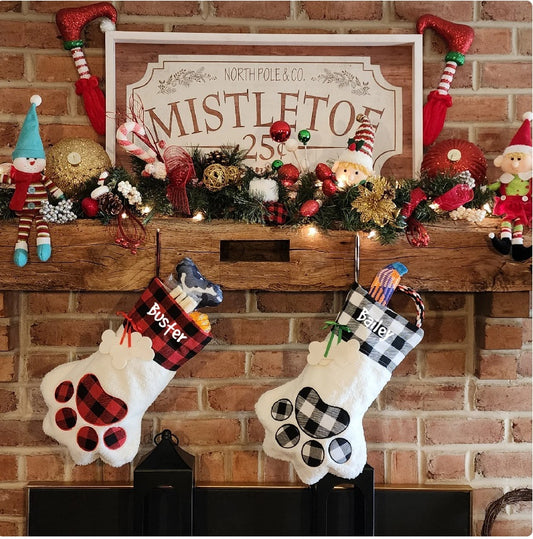 Paw Stocking with Pet Name Ornament